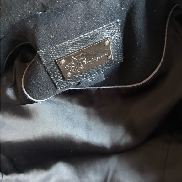 MACKAGE Black Wool Cashmere Peacoat Leather Trim Double Breasted - Picture 5 of 8